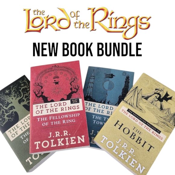 NEW J.R.R. Tolkien Book Bundle Set The Hobbit Lord of the Rings 4 Books Paperbac - Picture 1 of 9